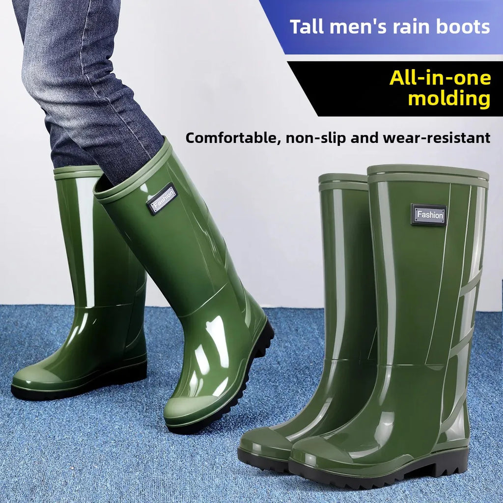 Men's High-Tube Safety Boots Grey Waterproof Green Rubber Shoes Construction Site Protection Camouflage Camping Water Shoes
