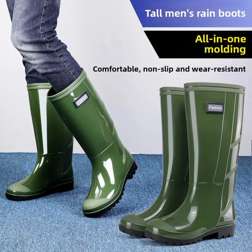 Men's High-Tube Safety Boots Grey Waterproof Green Rubber Shoes Construction Site Protection Camouflage Camping Water Shoes