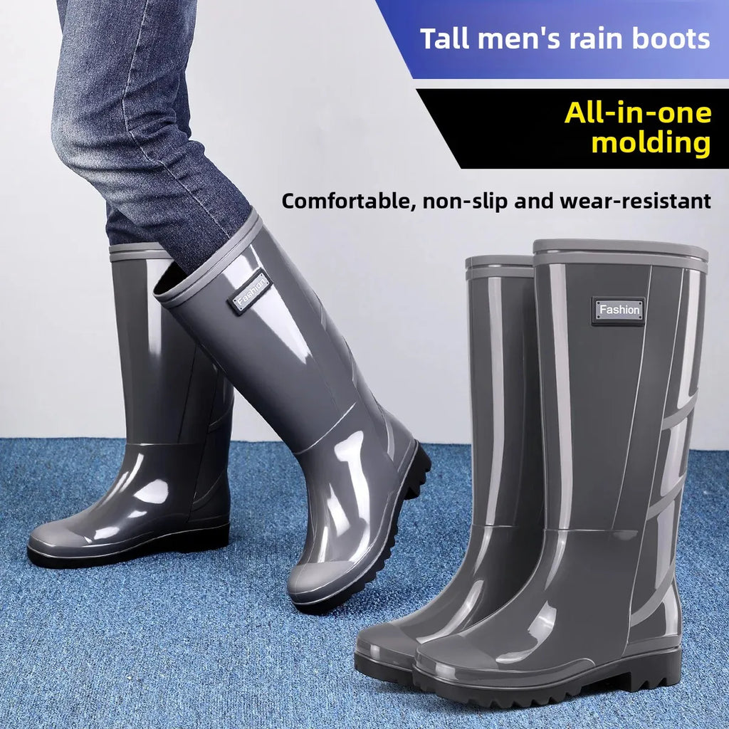 Men's High-Tube Safety Boots Grey Waterproof Green Rubber Shoes Construction Site Protection Camouflage Camping Water Shoes